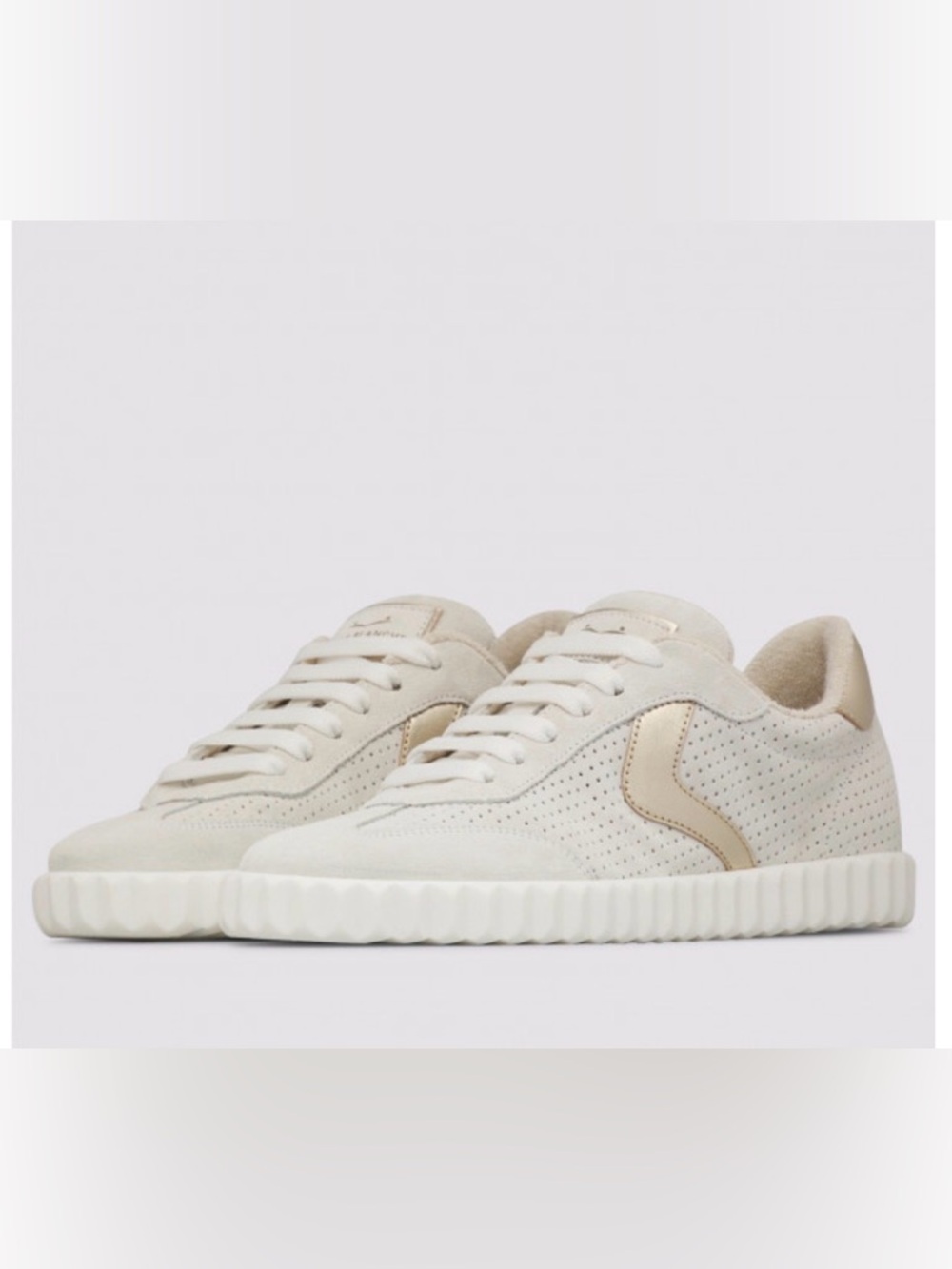 NWT VOILE BLANCHE INES Mesh 2 Leather And Suede Sneakers White-Platinum